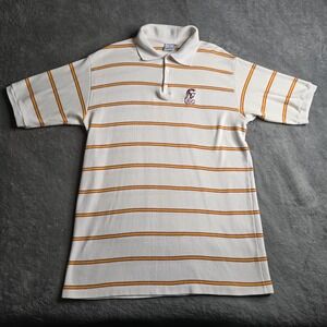 Vintage USC Polo Mens XXL  White Orange Stripe Short Sleeve The Big R By RC USA